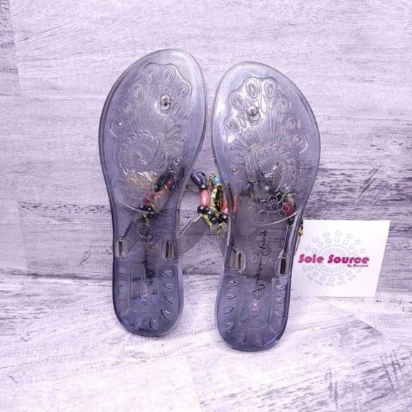 Penny Loves Kenny Beaded Jelly Thong Flip Flop Sandal Clear Women's sz 7 - Picture 6 of 8